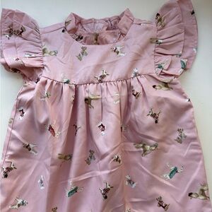 Pink Ruffled Dress with Animal Print